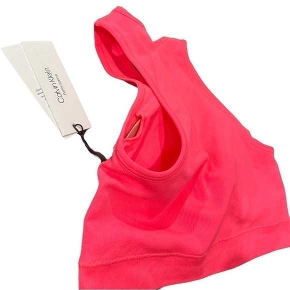 NWT Calvin Klein Neon Pink Cropped Racer Back Tank Top Size S - Picture 7 of 10